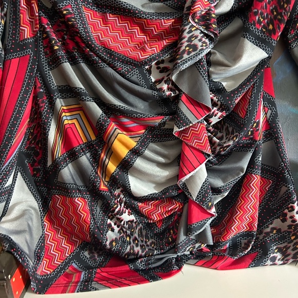 Vintage 90s Y2K Colorful Geometric Women's Blouse Top Size Large - Picture 2 of 16